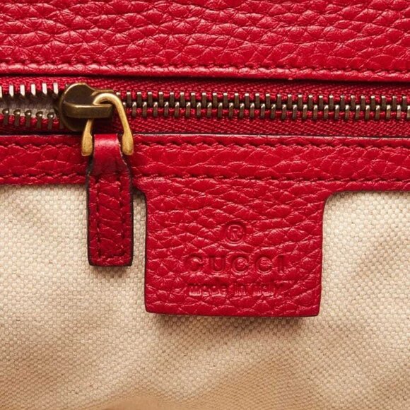 Gucci Red Pebbled Leather Marmont Top Handle Bag - Picture 9 of 12